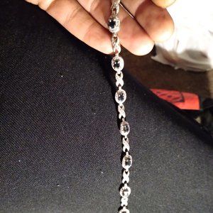 Sterling Silver Sapphire and Diamond Bracelet